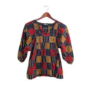 Anthropologie Sunner Blouse XS Boho Peasant 100% Cotton Festival Work Summer‎